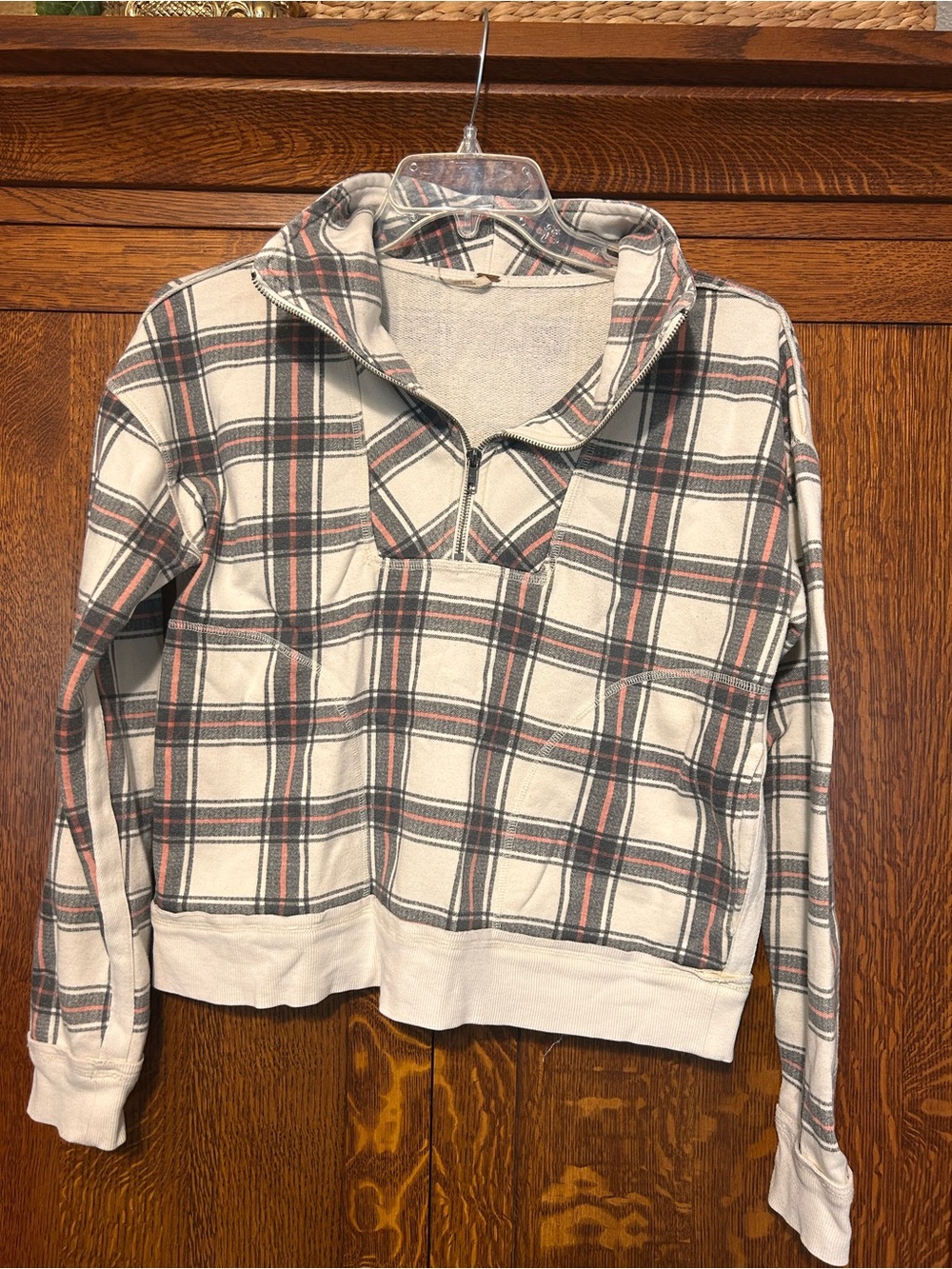 FP plaid quarter zip sweatshirt M